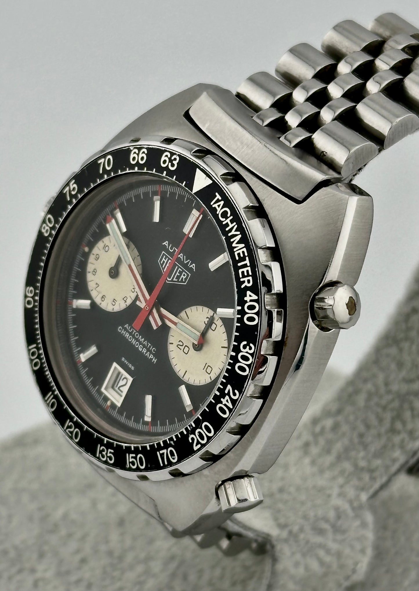 Vintage Heuer Autavia 11063V Mens Watch Reverse Panda