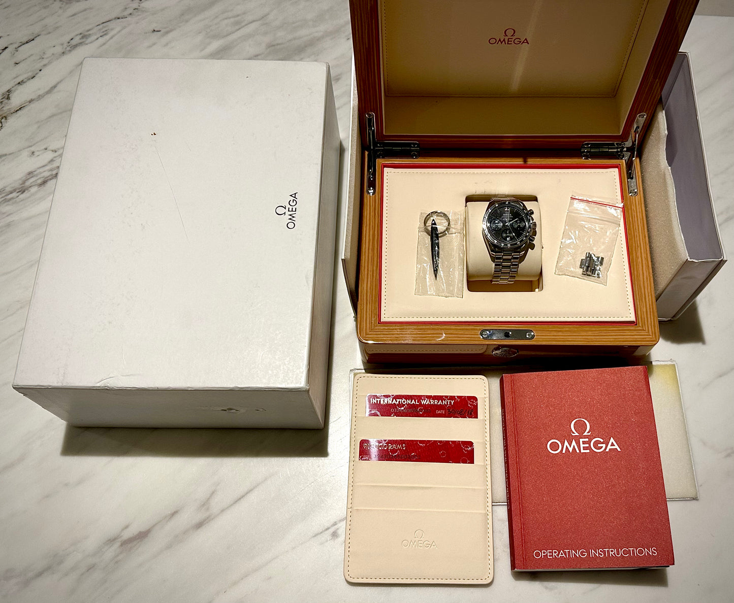 Omega Speedmaster 38 Co-Axial Chronograph Full Set Mens Watch