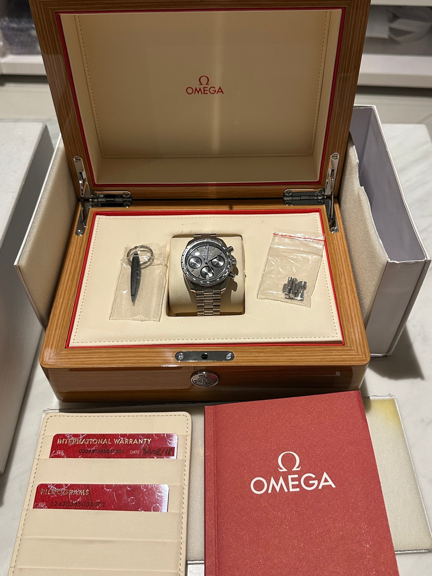 Omega Speedmaster 38 Co-Axial Chronograph Full Set Mens Watch